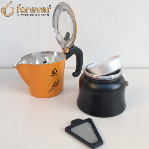 4 tazas Forever Miss Orzo Cafetera de cebada de aluminio