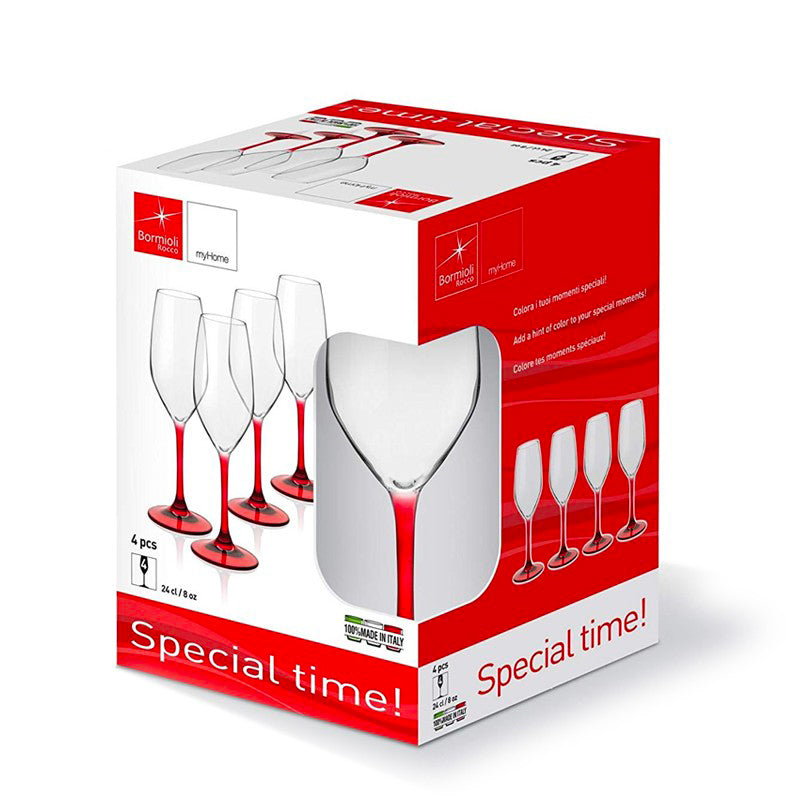 24 Cl Bormioli Rocco Divino Flûte à champagne en verre Set 4 Pcs