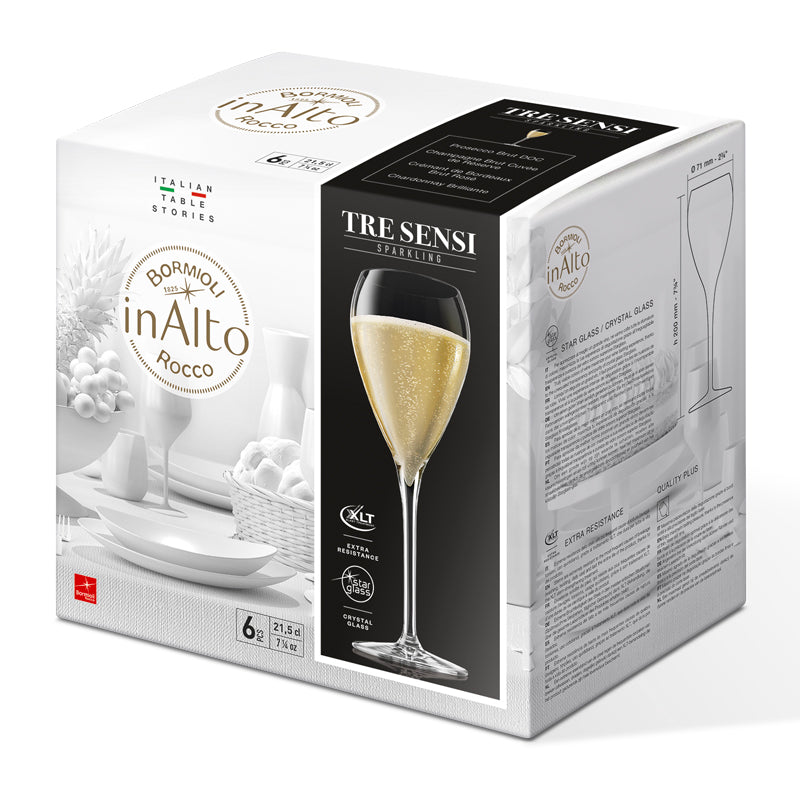 21 5 Cl Bormioli Rocco Inalto Tre Sensi Flûte En Verre Lot de 6 Pièces