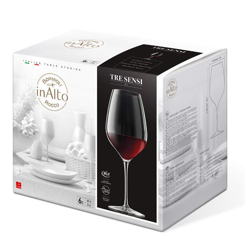 66 Cl Bormioli Rocco Inalto Tre Sensi Verre À Vin Rouge En Verre Lot de 6 Pièces