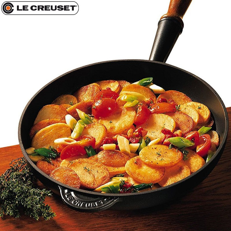 26 Cm Le Creuset Padella Alta In Ghisa Con Manico In Legno