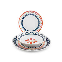 H&H Zephyra Service de Table En Porcelaine - Set de 18 Pcs
