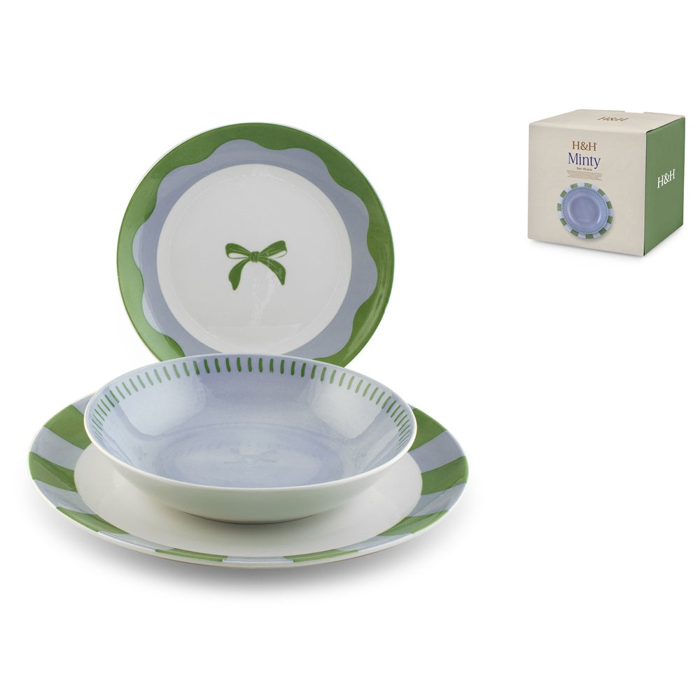 H&H Coupe Minty Servies In Porselein - Set van 18 St.