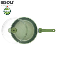 28 Cm Risoli Dr Green Stone sartén alta antiadherente aluminio con tapa vidrio