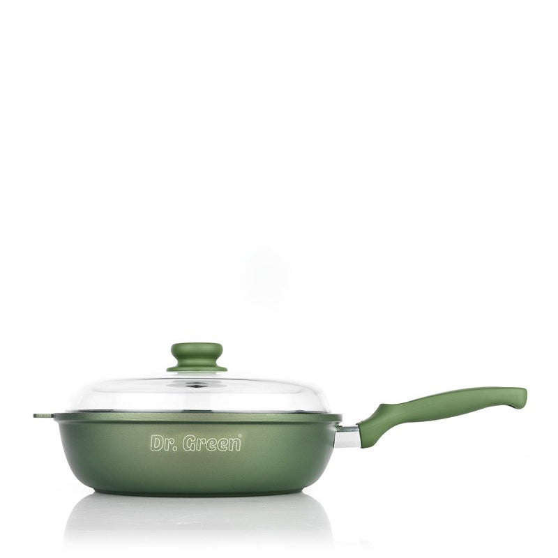 28 Cm Risoli Dr Green Stone sartén alta antiadherente aluminio con tapa vidrio