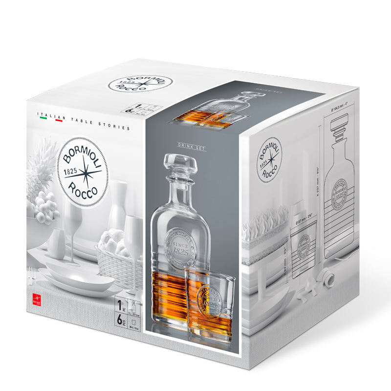 Bormioli Rocco Officina 1825 Set Whisky In Vetro Set 7 Pezzi