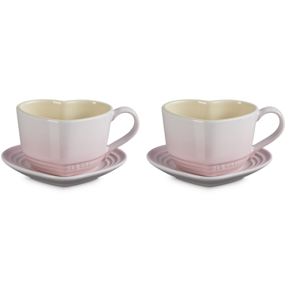22 cl - Le Creuset Cuore Tasse Cappuccino Avec Soucoupe En Grès Émaillé Set 2 Pz