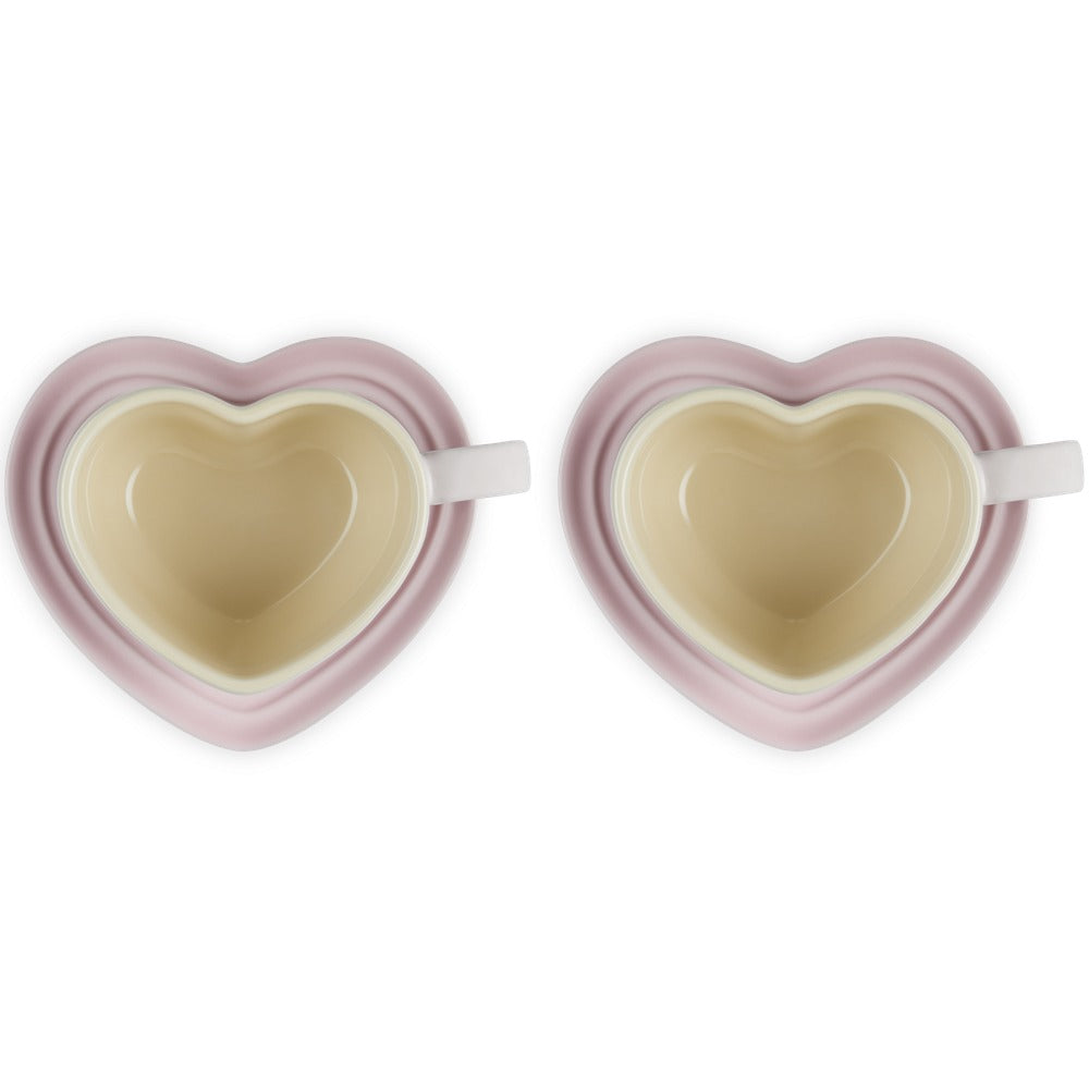 22 cl - Le Creuset Cuore Tasse Cappuccino Avec Soucoupe En Grès Émaillé Set 2 Pz