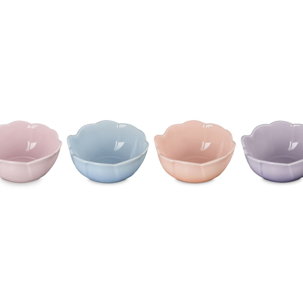 10 cm - Le Creuset Anemone Flower Bowl in Stoneware Set of 4 Pcs