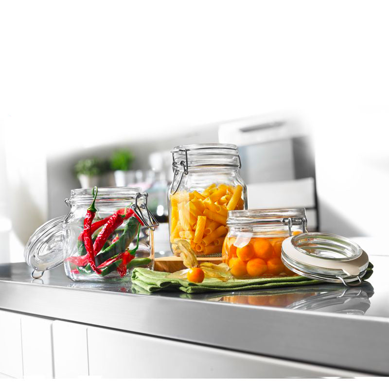 50 Cl Bormioli Rocco Fido Cylindrical Airtight Glass Jar - Set of 6 Pcs