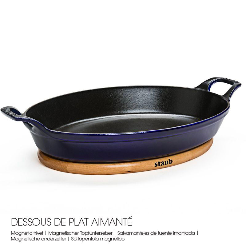 29X20 Cm Staub Oval Wooden Magnetic Trivet