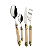 Bugatti Rinascimento Servicio de cubiertos virola dorada acero inoxidable y ABS Set de 24 pz