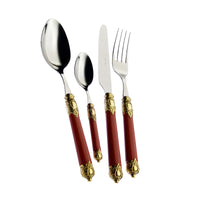 Bugatti Rinascimento Servicio de cubiertos virola dorada acero inoxidable y ABS Set de 24 pz