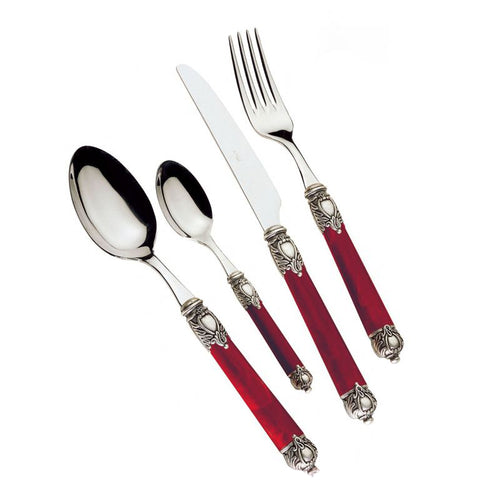 Bugatti Rinascimento Servizio Posate Ghiera Argentata Acciaio Inox E Abs Set 24 Pz