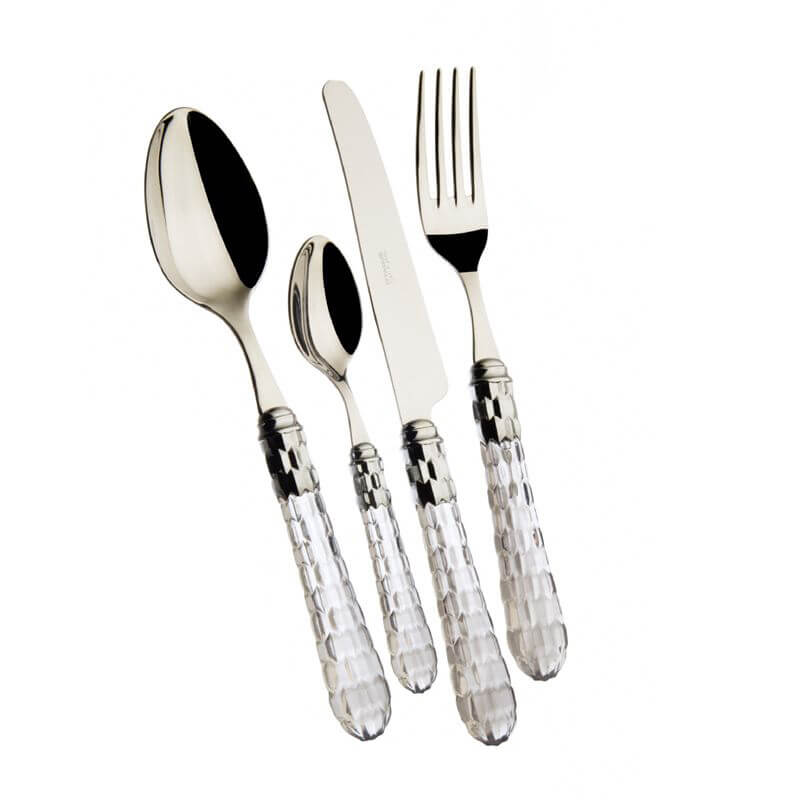 Bugatti Cristallo Cutlery Set Chrome Rim Stainless Steel Set of 24 Pz