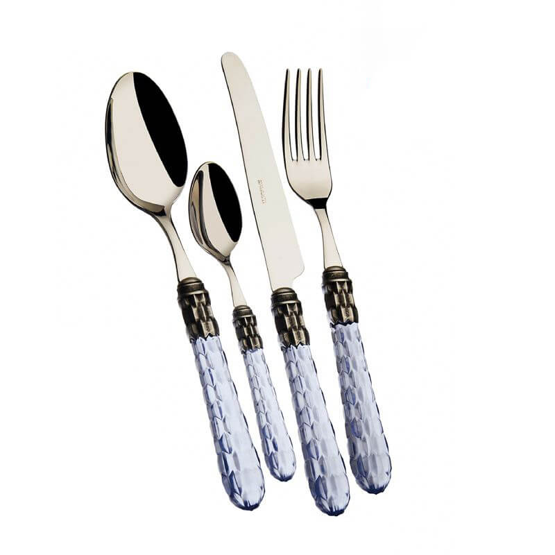 Bugatti Cristallo Juego de Cubiertos Borde Plateado Acero Inoxidable Set de 24 Pzas