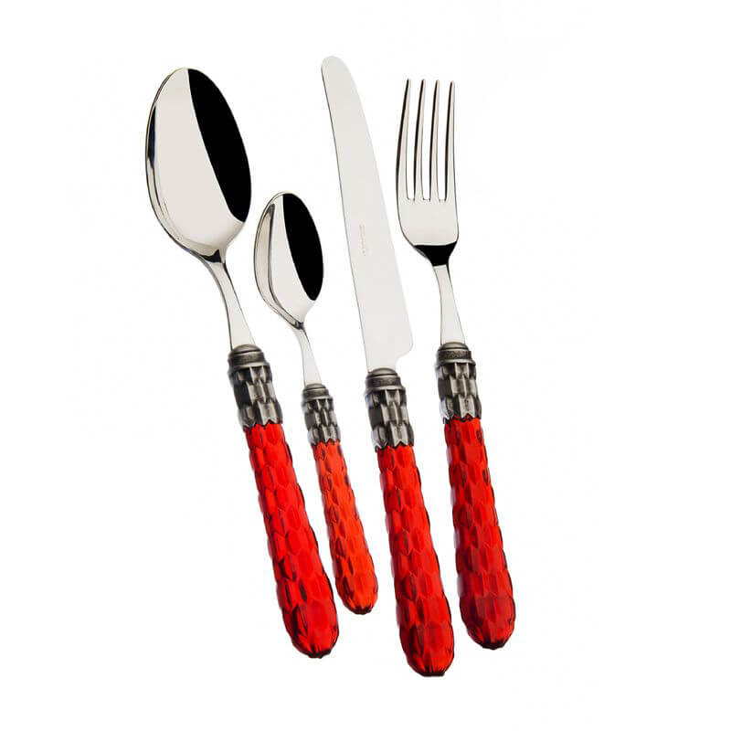 Bugatti Cristallo Juego de Cubiertos Borde Plateado Acero Inoxidable Set de 24 Pzas
