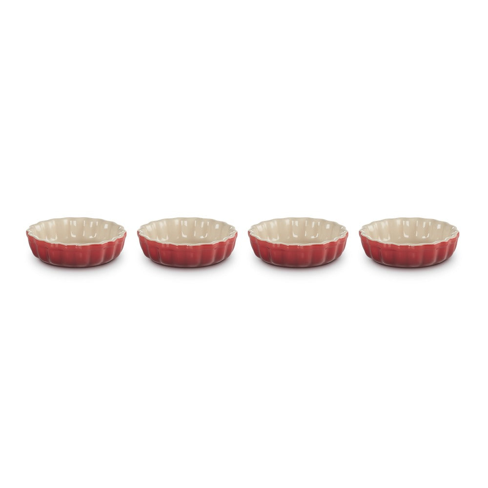 Le Creuset Tradition Mini Moldes de Tarta en Gres Esmaltado - Set de 4 Pzs