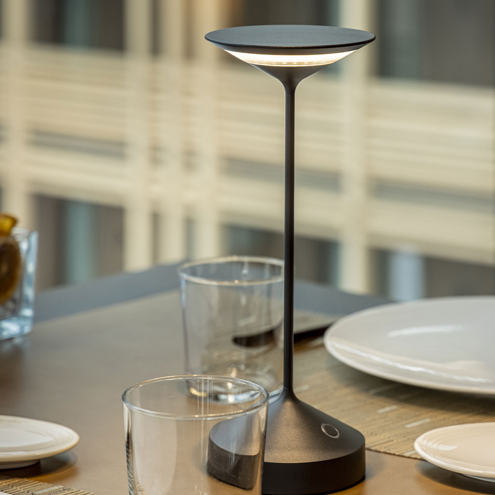 22 cm - Abert Tempo Mini rechargeable table lamp in aluminum