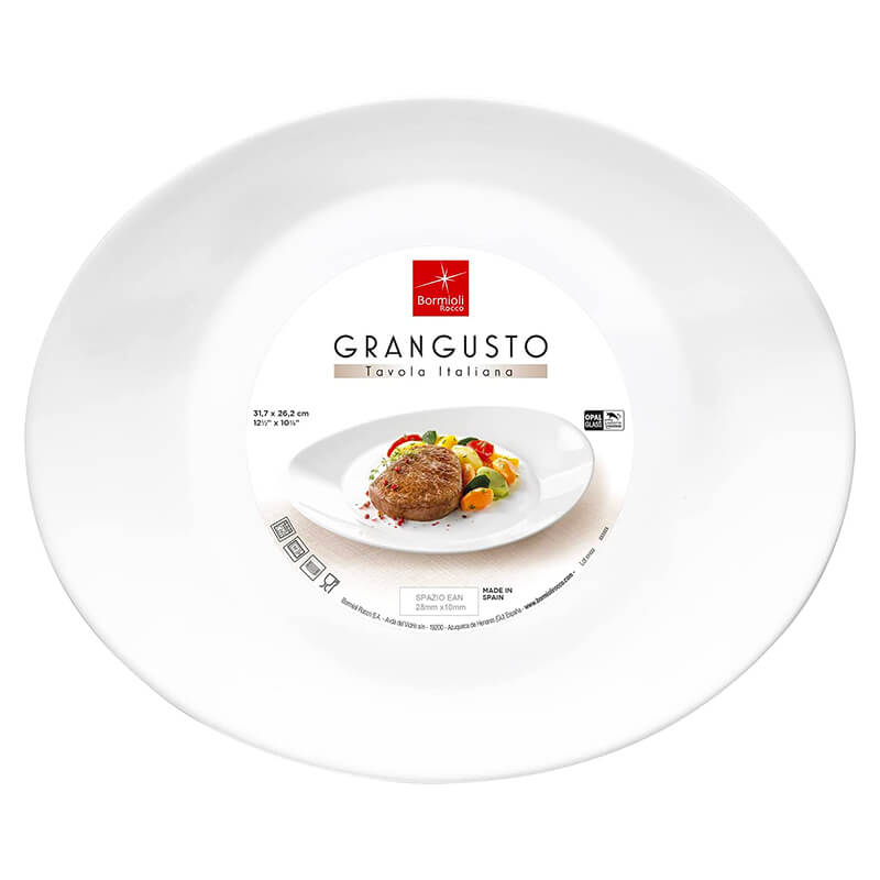 31 7 Cm Bormioli Rocco Plato bistec Grangusto de vidrio opal templado Set de 6 pz