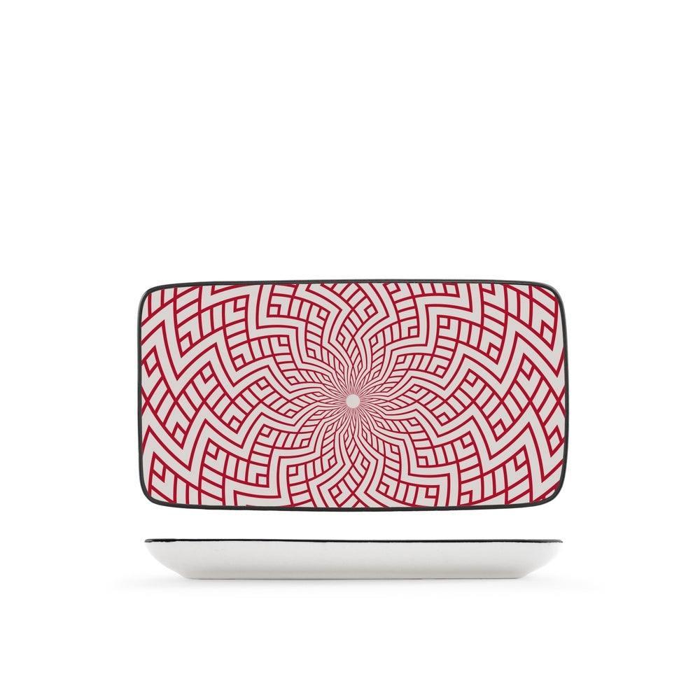 11x20 cm - H&H Nomad Bruno Barbieri Plato Bandeja Rectangular Texturas Surtidas en Porcelana Premium - Set de 6 Pzs