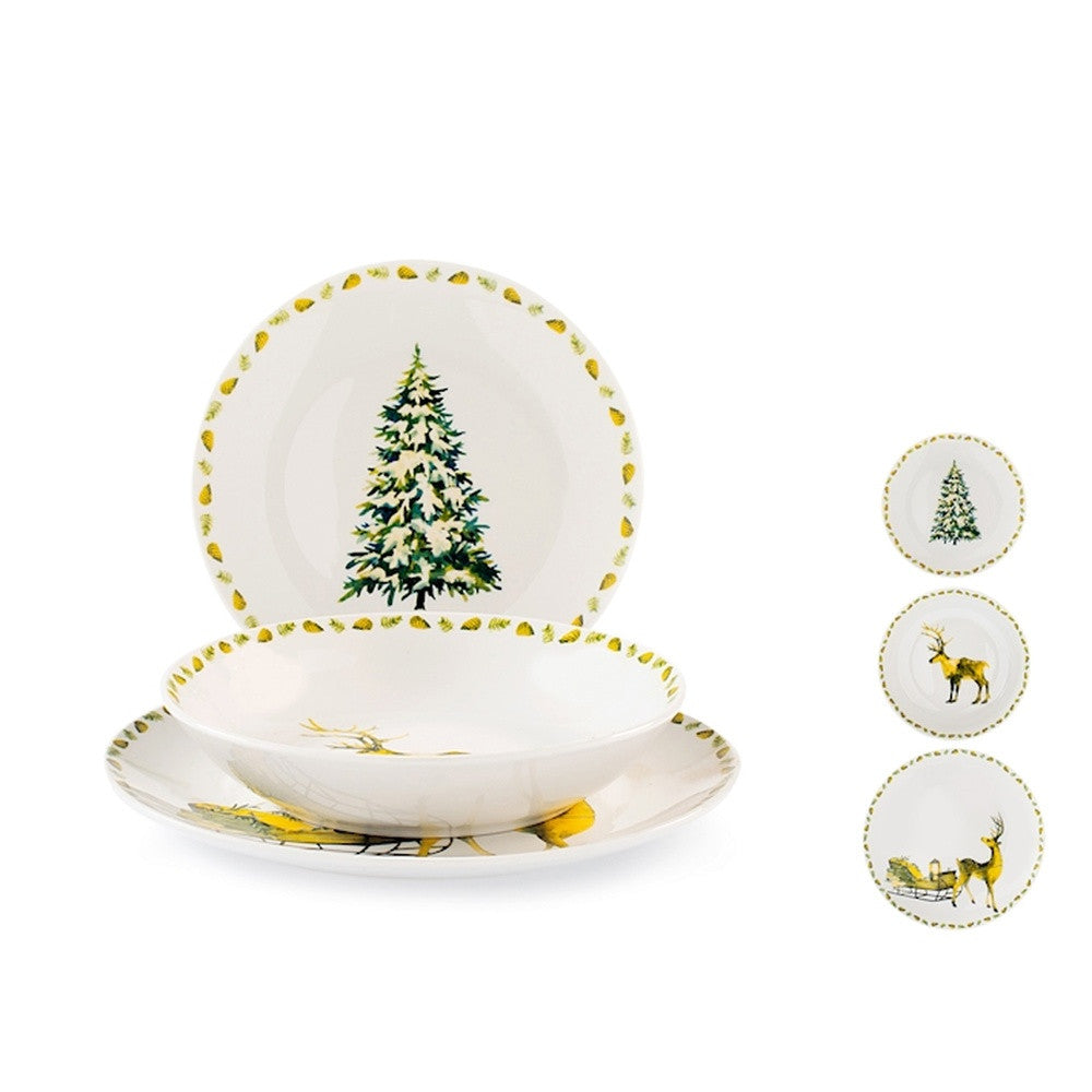 H&H Lapponia Servizio Piatti In Porcellana - Set 18 Pz