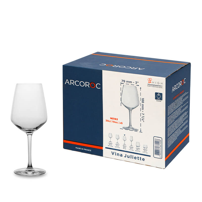 30 Cl Arcoroc Juliette Copa de Vino Multiuso en Vidrio - Set de 6 Piezas