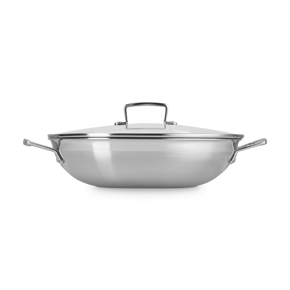 Le Creuset Acciaio Inox Wok En Acero Inoxidable Con Tapa En Vidrio