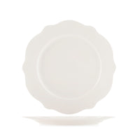 27 cm - H&H Blanc Scalloped Flat Plate In Porcelain Set 6 Pcs