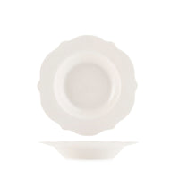21,5 cm - H&H Blanc gewellter tiefer Porzellanteller Set 6 Stk