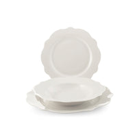 H&H Blanc Servizio Tavola Festonato In Porcellana Set 18 Pz
