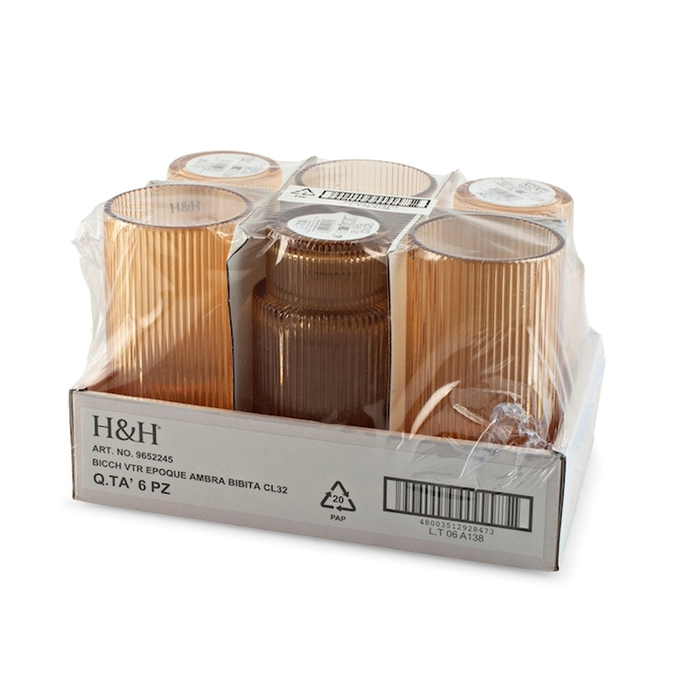 32 cl - H&H Epoque Trinkglas aus Glas - Set mit 6 Stk