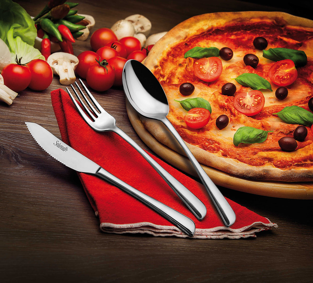 Salvinelli Perpizza Fourchette De Table En Acier Inoxydable Set 12 Pièces