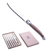Laguiole Cuchillo Bistec En Acero Inoxidable Madera de Nogal Set 6 piezas