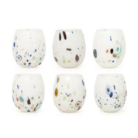 35 Cl Murano Polka Dot Water Glass in Glass - Set of 6 Pieces