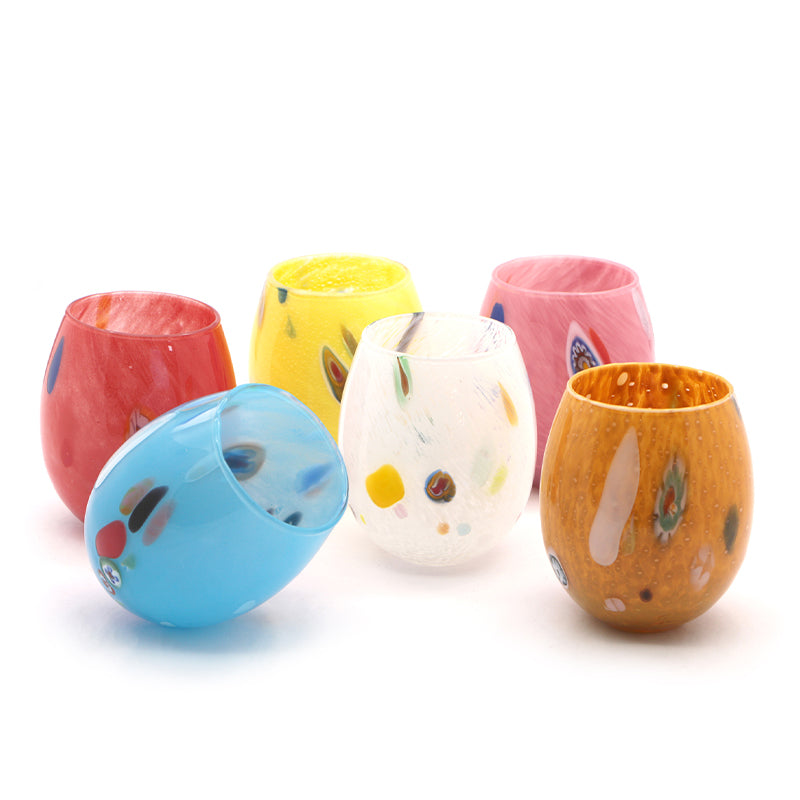 35 Cl Murano Polka Dot Water Glass in Glass - Set of 6 Pieces