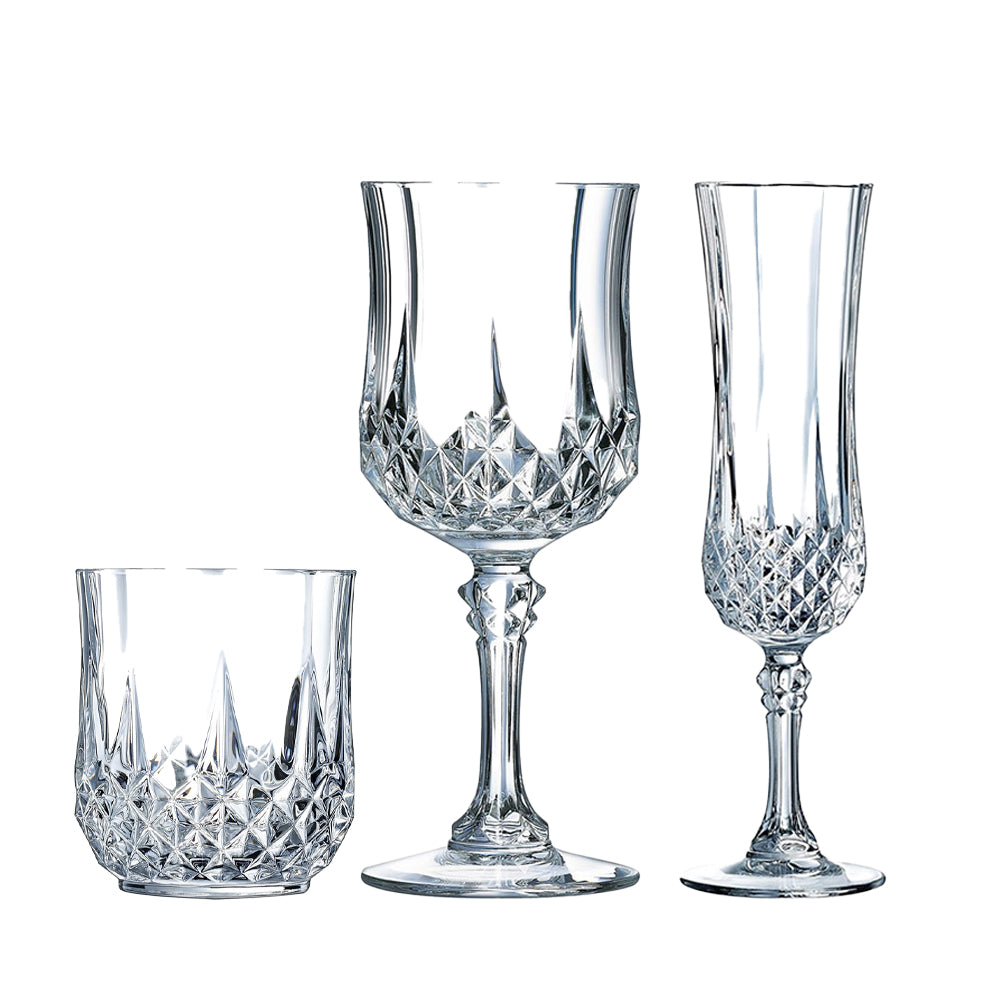 Cristal D'Arques Longchamp Glass and Wine Glass Set in Crystal Glass Set of 18 Pcs