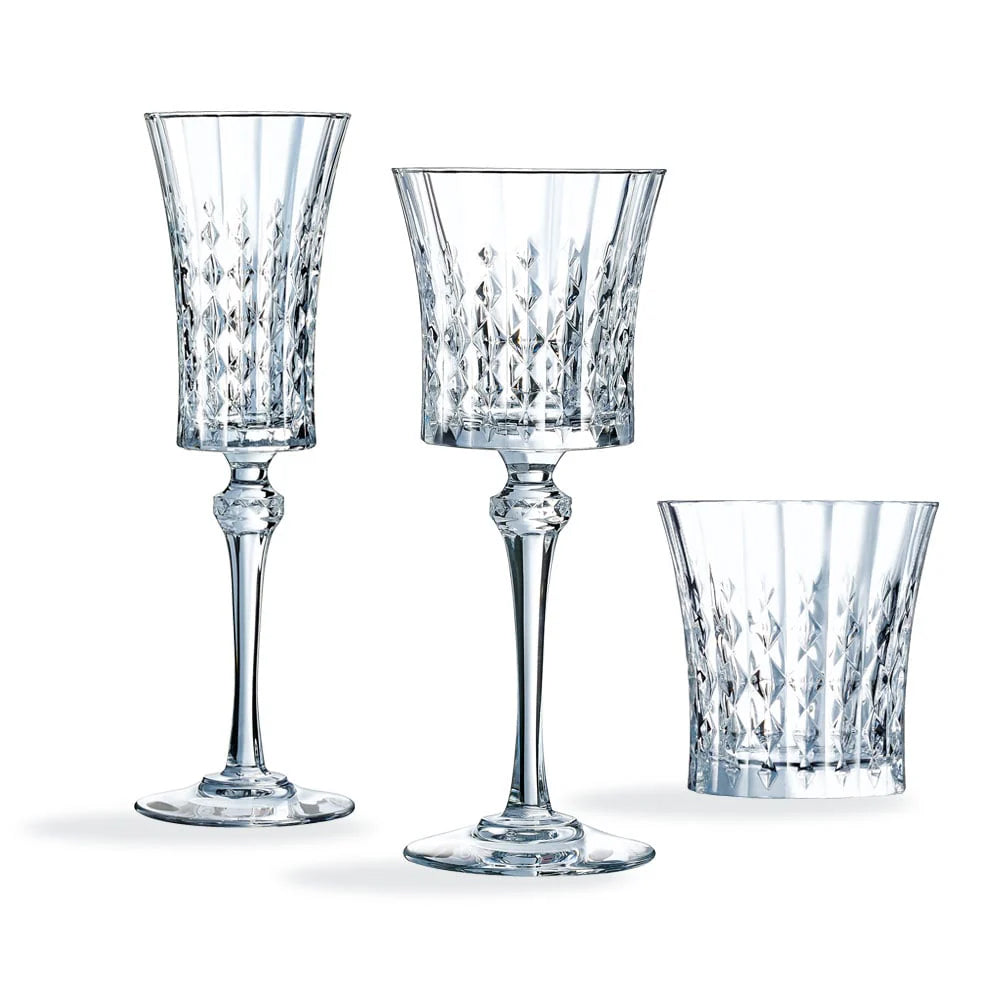 Cristal D'Arques Lady Diamond Glass and Wine Glass Set in Crystal Glass Set of 18 Pcs