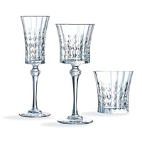 Cristal D'Arques Lady Diamond Glass and Wine Glass Set in Crystal Glass Set of 18 Pcs