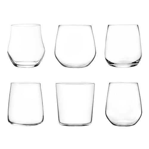 RCR Cristalleria Italiana Mosaic Vasos Agua Lisos Surtidos En Vidrio - Set de 6 piezas