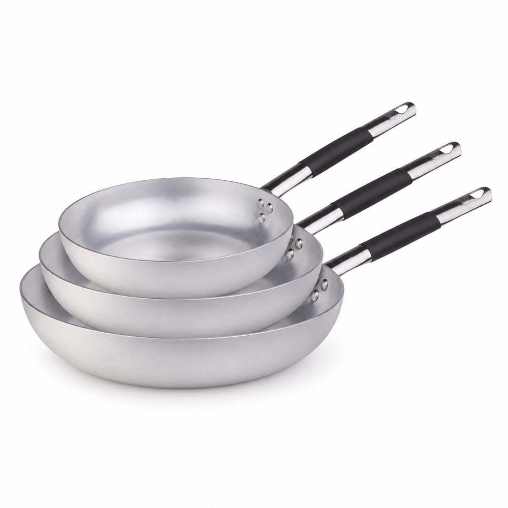 28-24-20 cm - Agnelli Alluminio 3mm Professionale Set van 3 hoge pannen Taps Toelopend In Aluminium met Cool Inox Handvat - Set 3 stuks