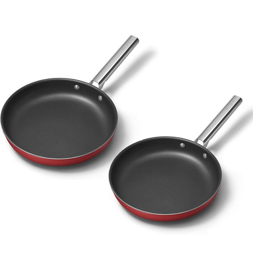 26-28 cm - Cookware 50's Style Set de Sartenes Bajas Antiadherentes de Aluminio con Mangos de Acero Inoxidable
