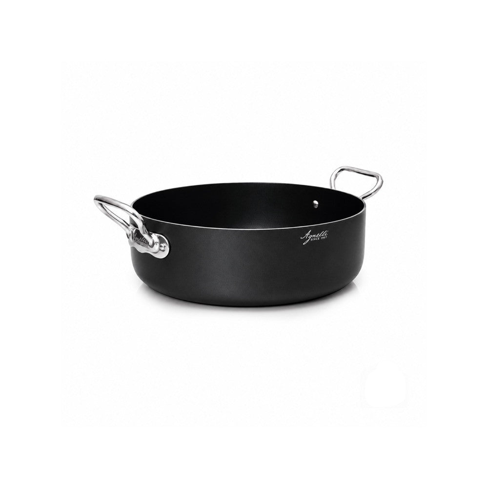 Agnelli Al Black 3mm Antiaderente Ceramic Pro Casseruola Bassa Induzione In Alluminio