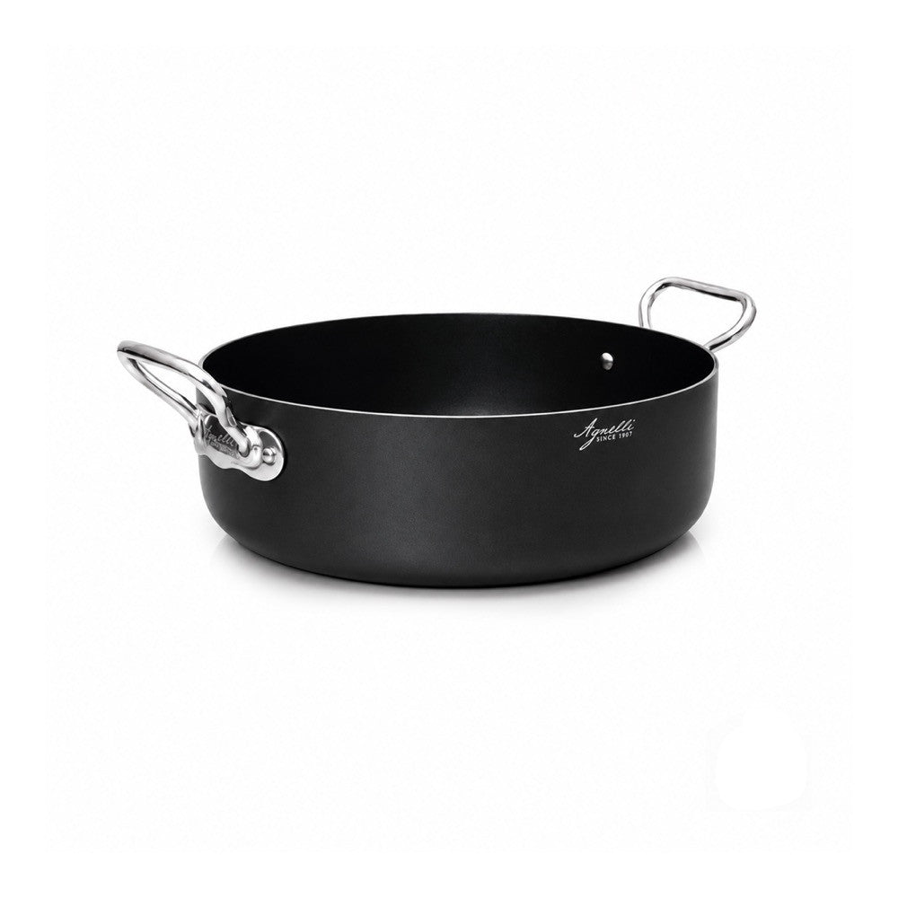 Agnelli Al Black 3mm Antiaderente Ceramic Pro Casseruola Bassa Induzione In Alluminio