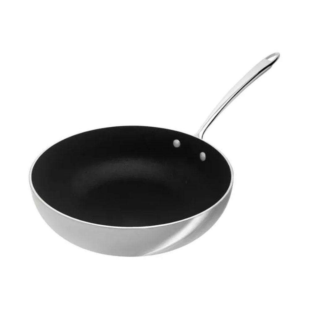 Agnelli Induction Chef 2-Ply Padella Alta Svasata Antiaderente SharkSkin In Alluminio Con Manico Inox