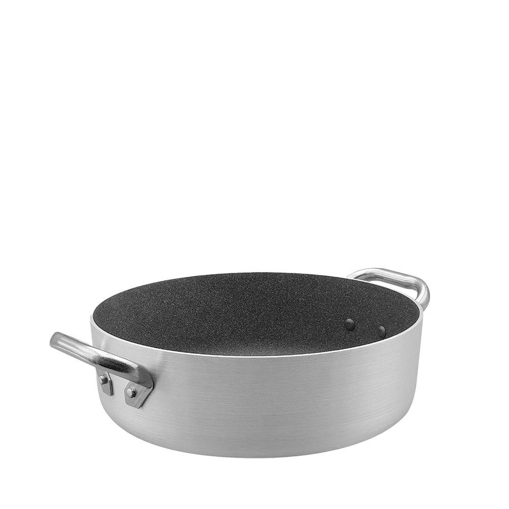 Agnelli SharkSkin Niedriger Topf aus Antihaft-Aluminium mit 2 Edelstahlgriffen
