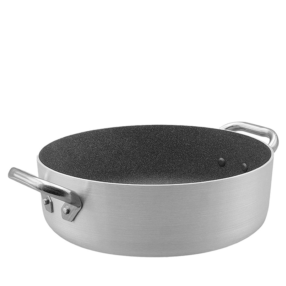 Agnelli SharkSkin Niedriger Topf aus Antihaft-Aluminium mit 2 Edelstahlgriffen