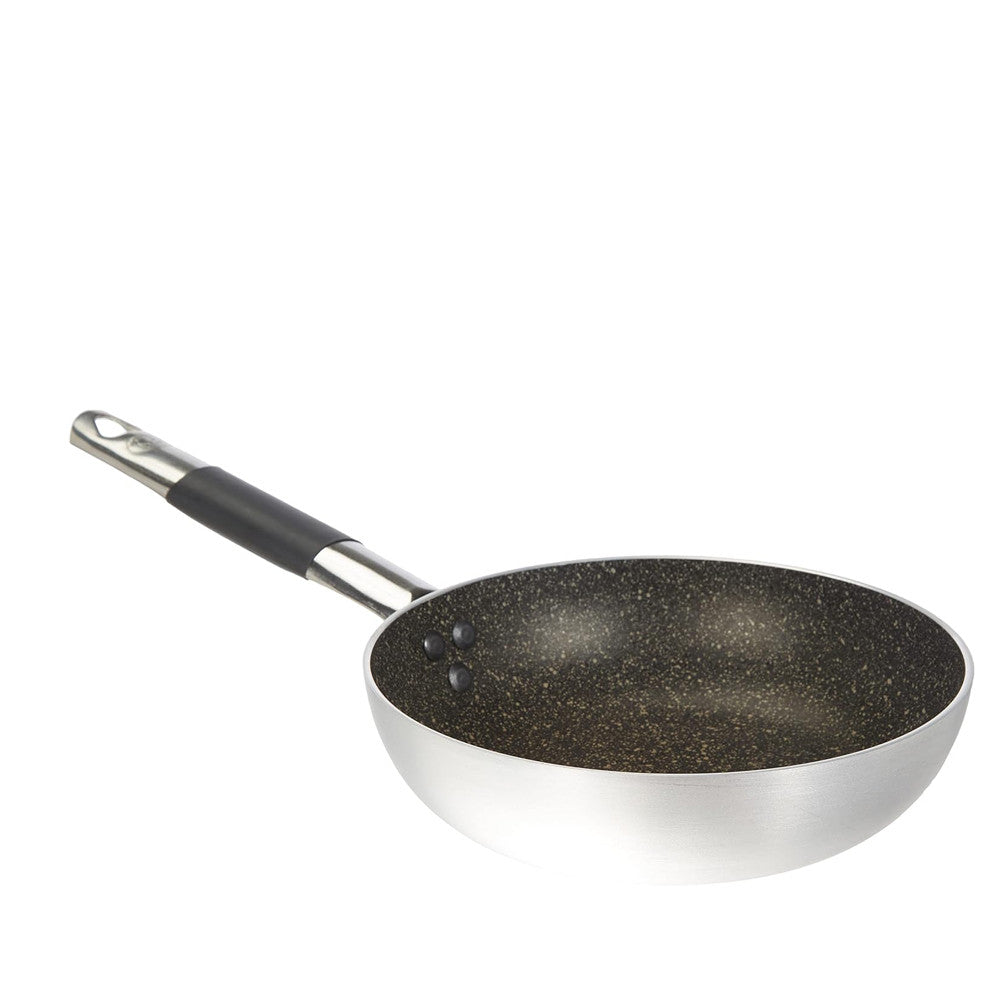 Agnelli Effetto Pietra hoge taps anti-aanbak Infinity pan in aluminium met Cool handgreep