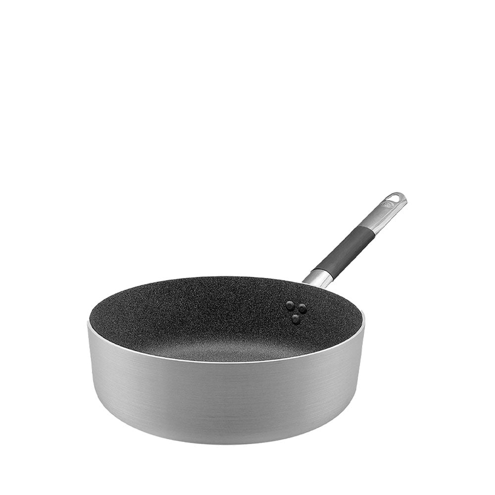 Agnelli SharkSkin Lage anti-aanbak aluminium pan met cool roestvrij stalen handgreep