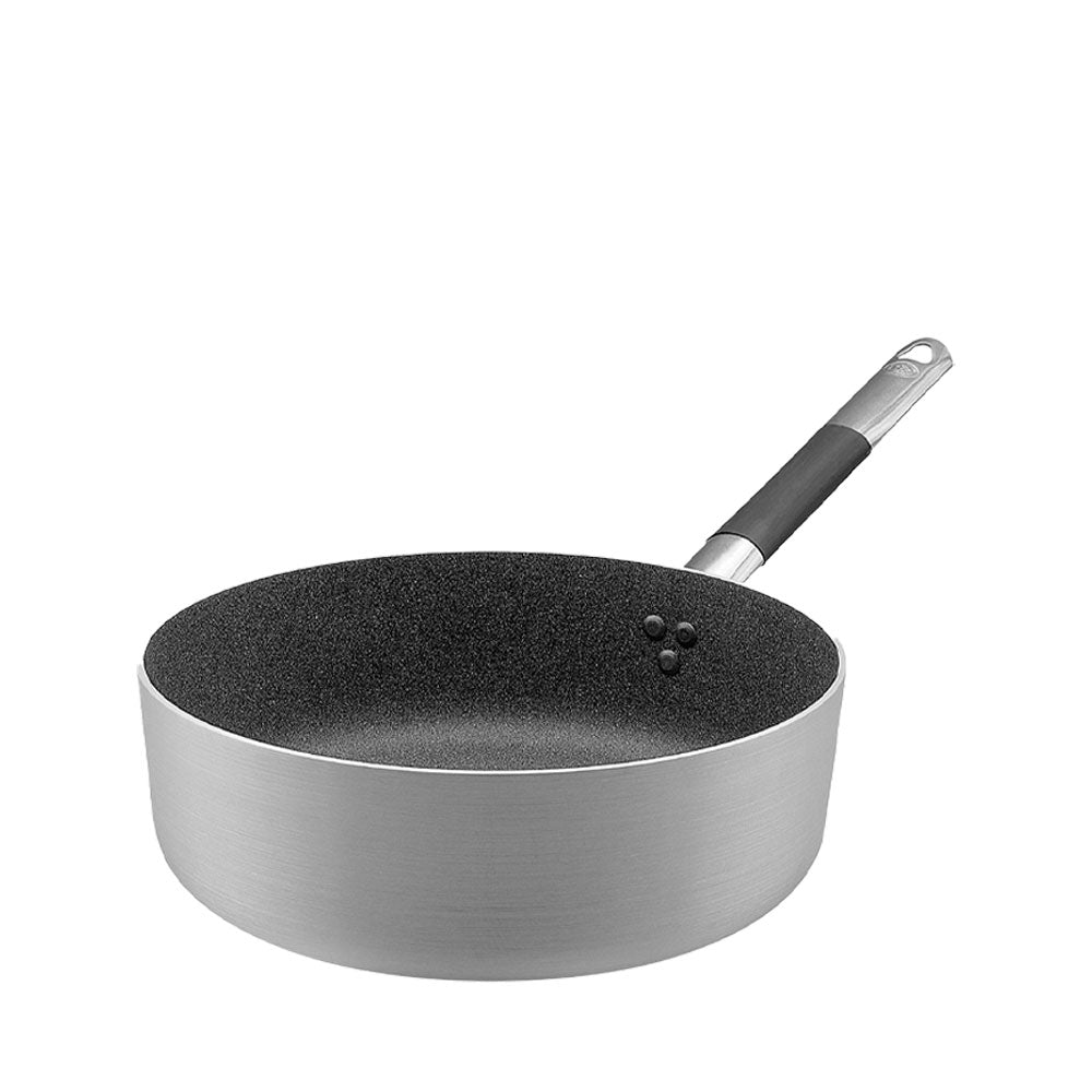 Agnelli SharkSkin Lage anti-aanbak aluminium pan met cool roestvrij stalen handgreep